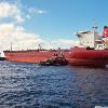 Tugs "Winslow C. Kelsey" and "Fournier Boys" undocking product carrier, "Siteam Adventurer" (46,026 DWT) from Borden-Remington Terminal, Fall River, MA. March 2011