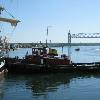 Tug "Captain Bill" assists worlds second largest tall ship "Kruzenshtern" into Mass Maritime Academy at Cape Cod Canal July 4, 2009.